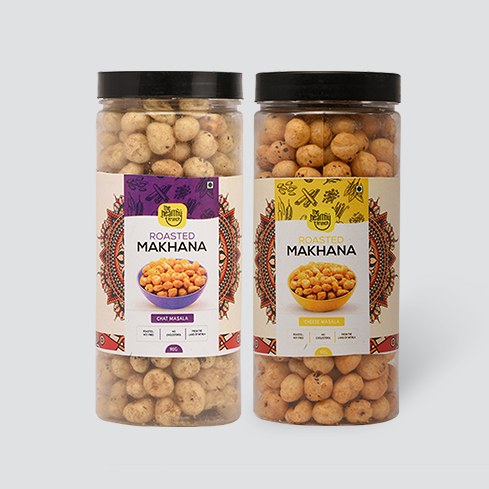 Flavoured | Roasted Makhana Jar (75g) | Pack of 2 + Pack of 3 (15g)