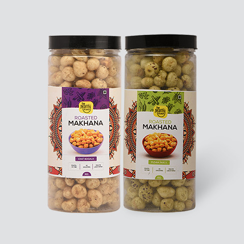 Flavoured | Roasted Makhana Jar (75g) | Pack of 2 + Pack of 3 (15g)