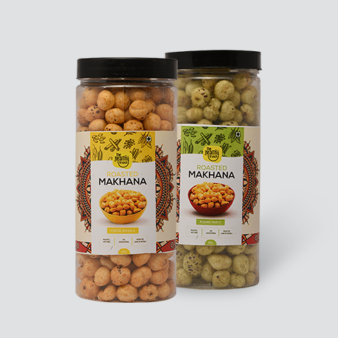 Flavoured | Roasted Makhana Jar (75g) | Pack of 2 + Pack of 3 (15g)