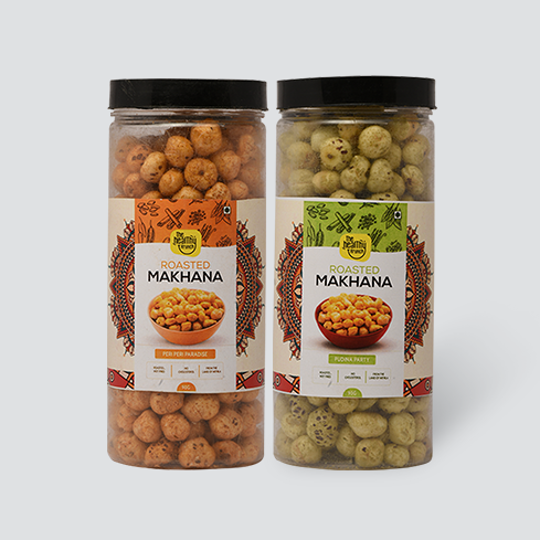 Flavoured | Roasted Makhana Jar (75g) | Pack of 2 + Pack of 3 (15g)
